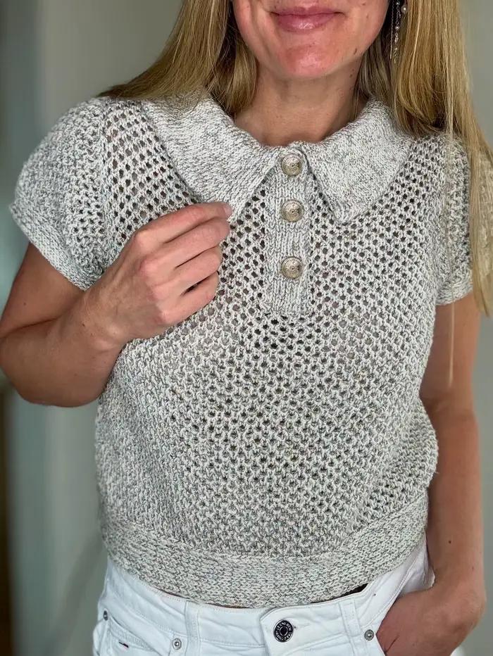 Nouveau pull pour femme automne/printemps/été, haut en tricot gris ajusté à col carré, décontracté m