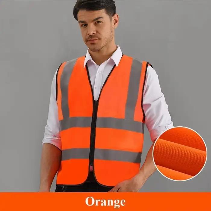 Gilet de sécurité haute visibilité durable avec bandes réfléchissantes avant et fermeture éclair – T