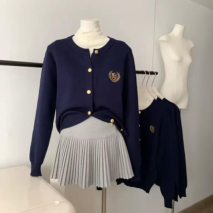 DUOJIHUI-Cardigan Brodé pour Femme, Pull Simple, Doux, Style Preppy, Classique, Chic, Mode Automne