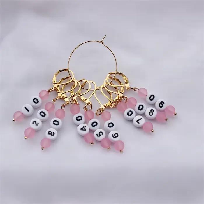 1 ensemble de marqueurs de points à tricoter, numéro 0 ~ 90, perles acryliques, marqueur de points a