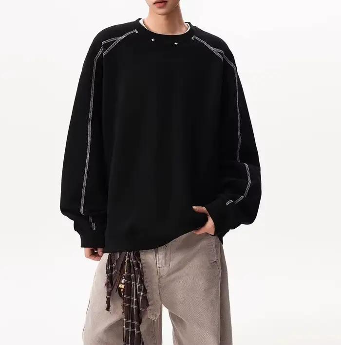 Pull décoratif à rivets pour hommes et femmes, collection Printemps-Automne 2026, coupe ample, idéal