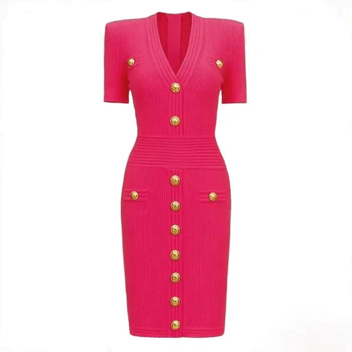 ZJYT – robe pull mi-longue en tricot pour femmes, élégante, verte, de styliste, col en V, manches co