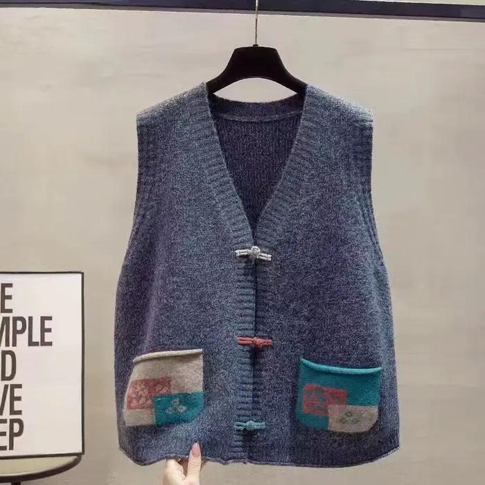 Cardigan tricoté à col en v pour femme, gilet, pull sans manches, mode féminine, hauts amples, nouve