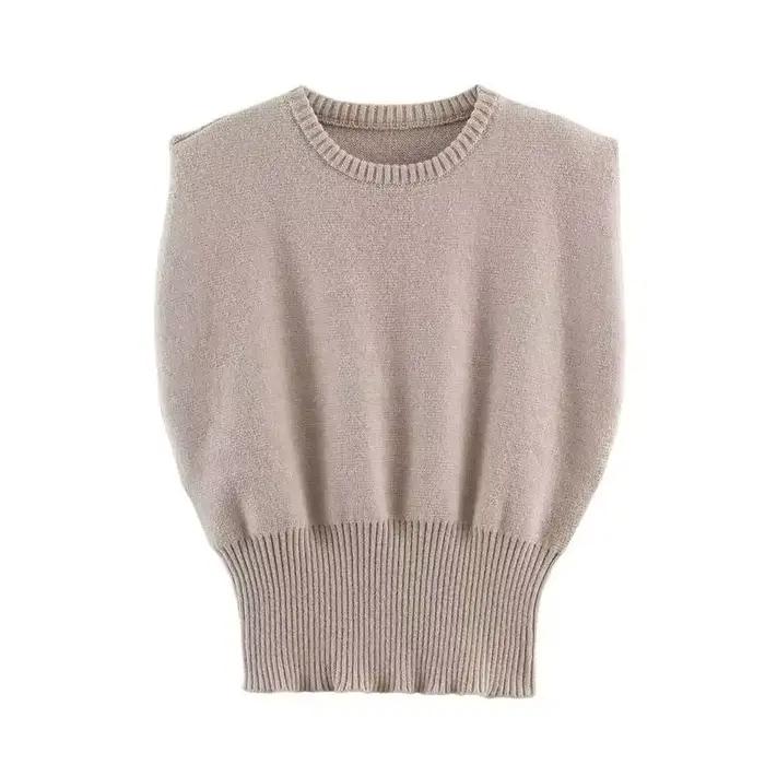 Gilet en tricot pour femme, sans manches, court, en fausse cachemire, collection automne 2026