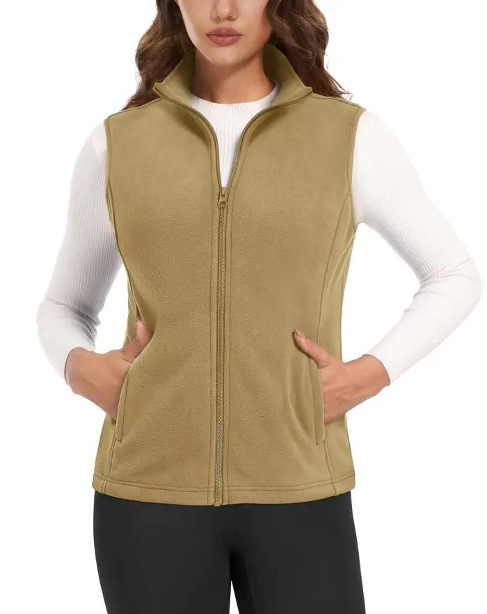 KEFITEVD Gilet doublé polaire pour femme, léger et chaud, vêtements d'extérieur, sans manches, ferme