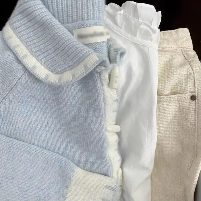 Pull en Corne à Col Beurre pour Femme, Petit Vent Paresseux, Début du Printemps, Nouveau Cardigan, M