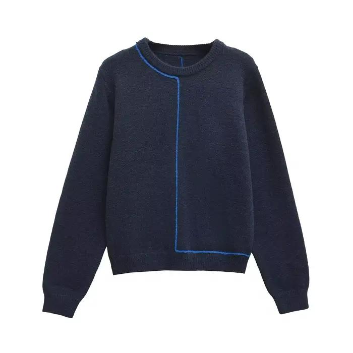 Chandails confortables pour femmes, pull d'automne Y2k, haut Vintage Harajuku, couleur unie, col ron