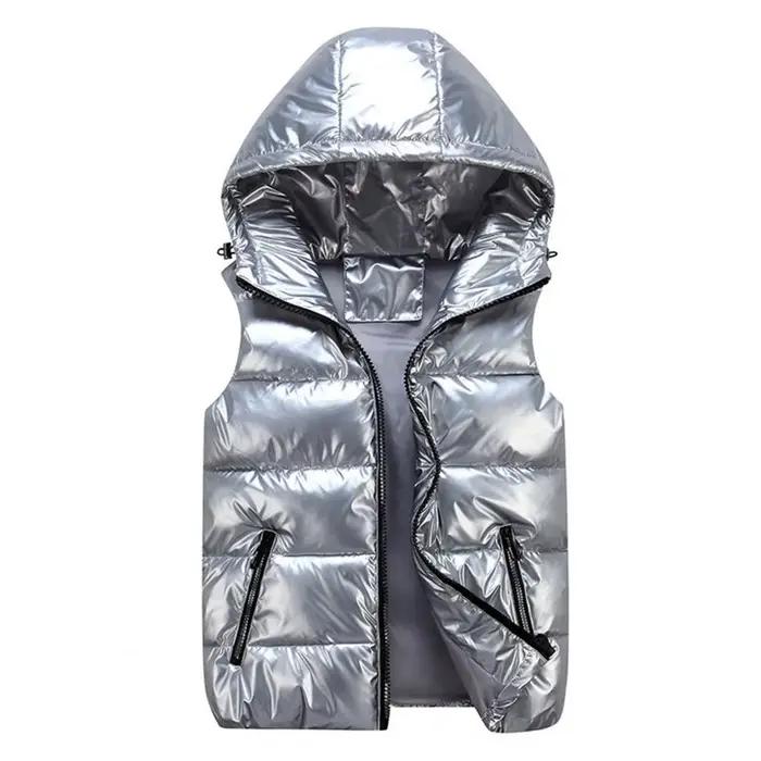 Femmes hiver gilet chaud couleur vive poches coton rembourré gilet couche intérieure matelassé femme