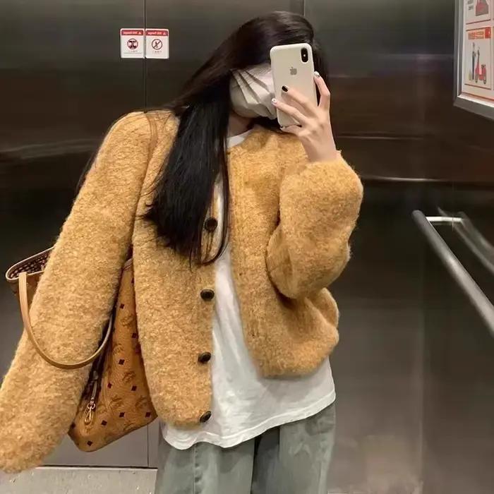 Cardigan en tricot pour femme, collection automne 2025, coupe courte et ample