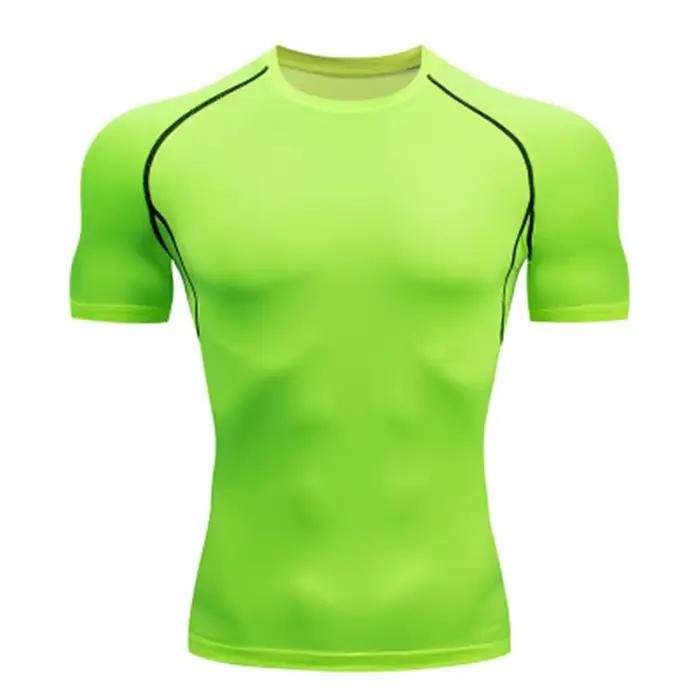 T-shirt de compression élastique respirant pour homme, haut serré, sweat-shirt de course, jogging, s