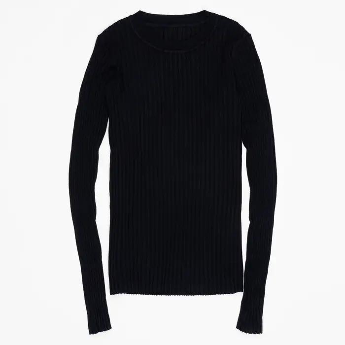 Pull basique à col rond pour femme, pull avec trou pour le pouce, pull en Y