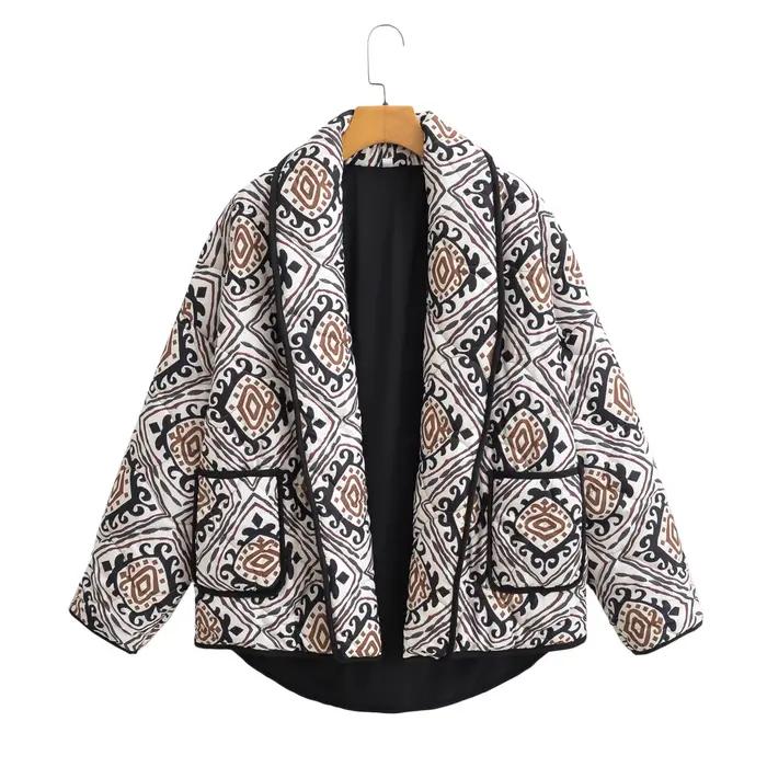 Cardigan ample en coton imprimé, nouvelle mode décontractée, polyvalent, automne/hiver, nouveau prod