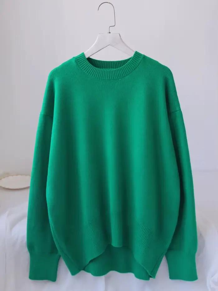 Chandails de base épais femmes 2025 automne surdimensionné bleu Royal tricoté pull ample chaud col r