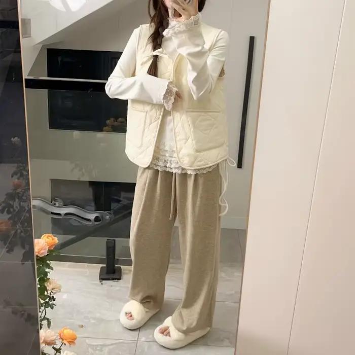 Gilet superposé léger en coton pour femmes, Style Sandwich, gilet intérieur chaud, gilet arrière pou