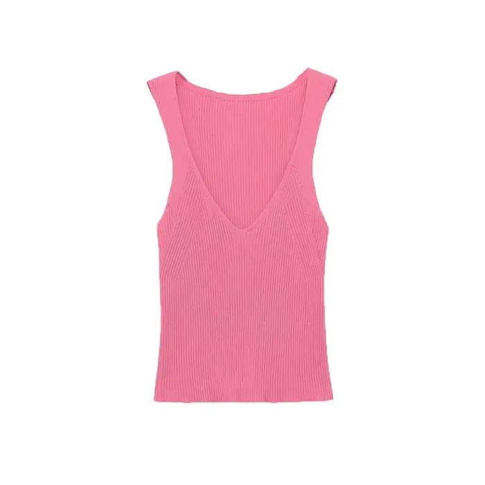 Gilet tricoté pour femme, couleur unie, coupe ajustée, style décontracté, confortable, en polyester,
