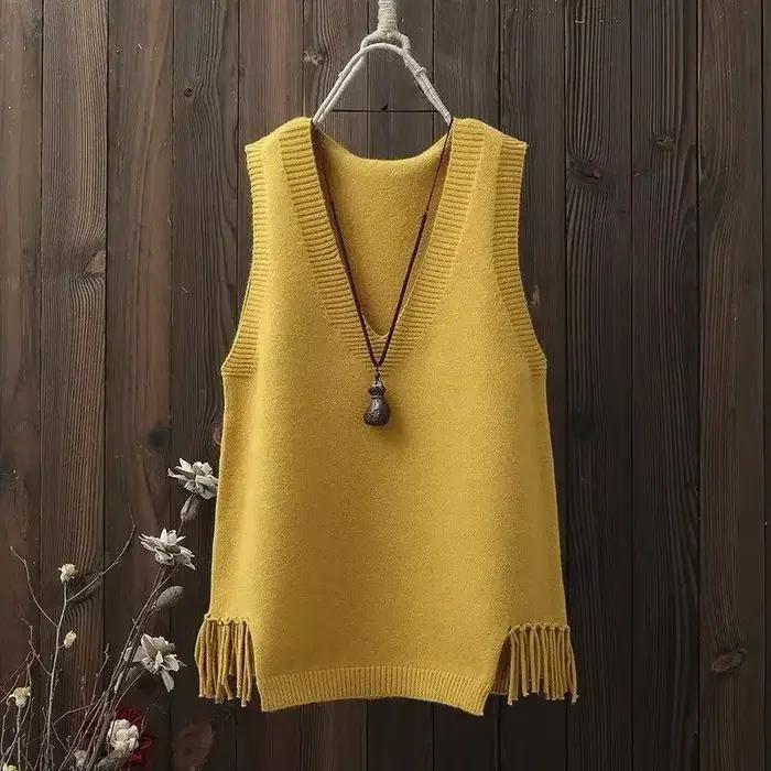 Gilet court à col en v pour femme, court, en tricot, léger, vêtements bon marché, à la mode, pull po