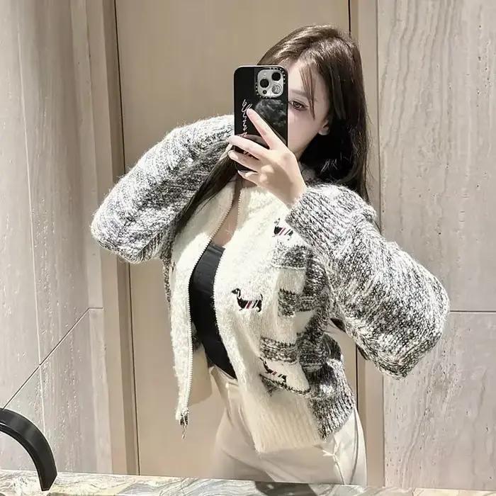 Cardigan pour femmes printemps automne tricoté pull femme veste d'extérieur col rond vêtements de sp
