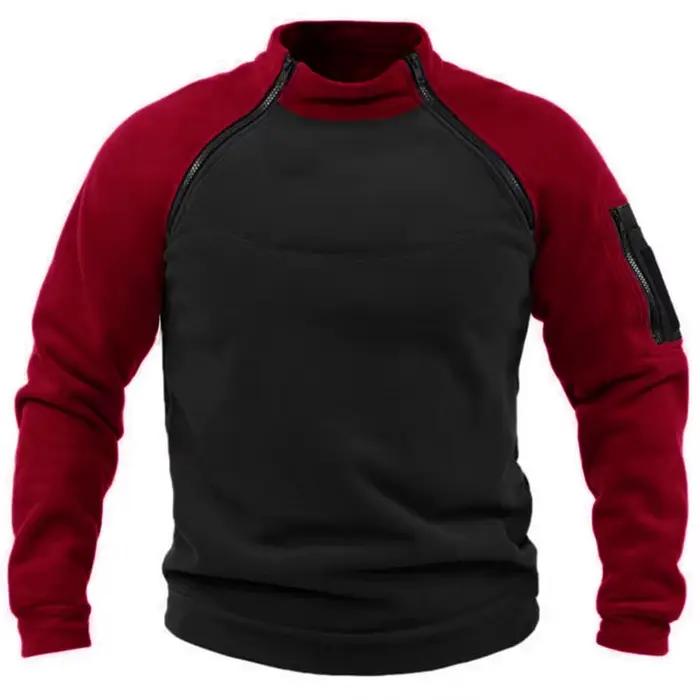 Sweat-shirt décontracté à col montant pour hommes, avec manches bicolores, chaud et Durable pour un 