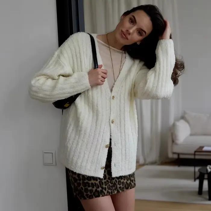 Pull tricoté à col en v, Slim, manches longues, chemises de couleur unie, simple boutonnage, haut so