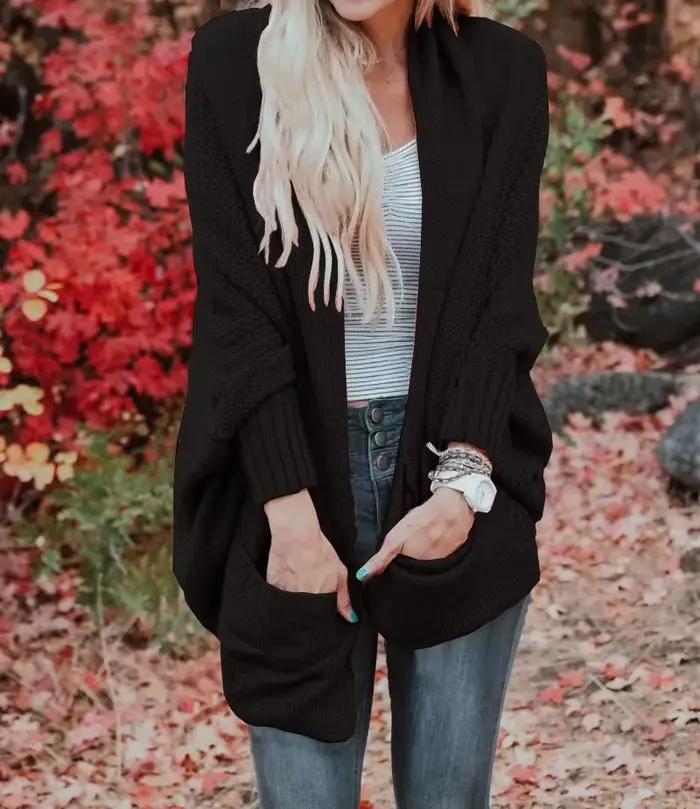 Nouveau cardigan en tricot à manches chauve-souris pour femme, collection hiver 2025