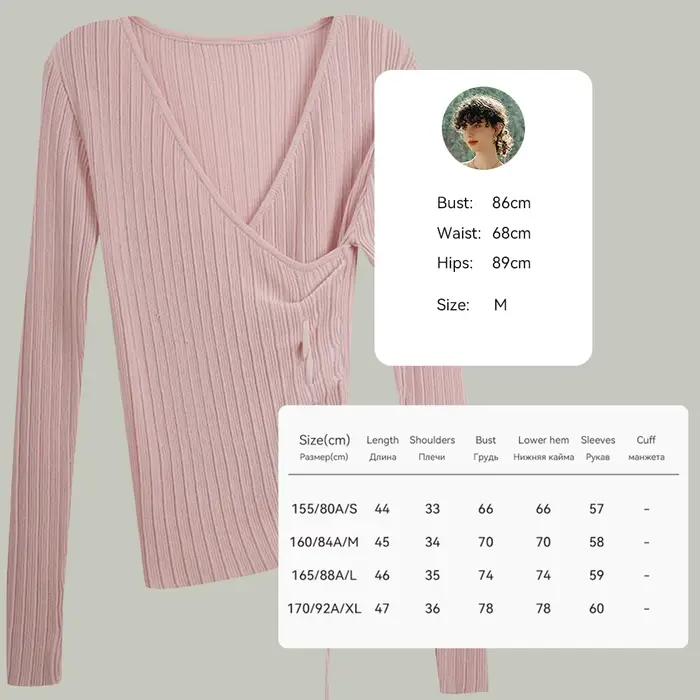 Pull tricoté à col en V et manches longues OLrain 2026 pour femme – Collection automne, coupe ajusté