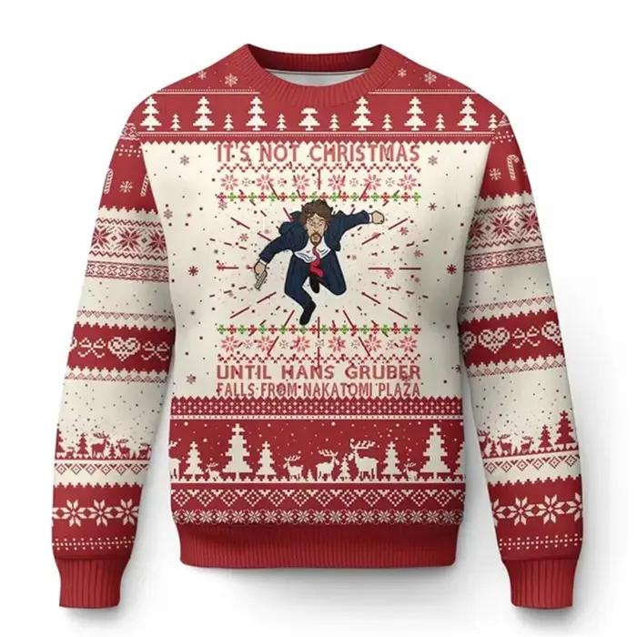 Pull laid carré Hans Gruber, chemise de fête de noël 2026, pull à la mode pour hommes, cadeau du nou