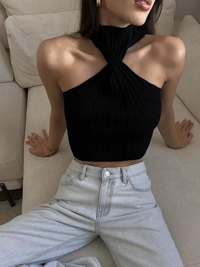 Tossy-Pull en tricot taille haute pour femme, pull fin, pull torsadé, tricots pour femme, haut Y2K