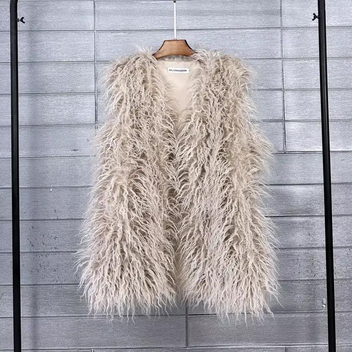 Nouvelles vestes en fausse fourrure imitation laine pour femmes, automne-hiver, mi-longues, moelleus