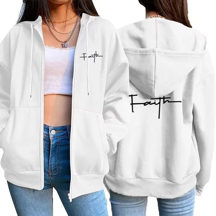 Femmes Cardigan à fermeture éclair manteau impression décontracté sweat à capuche sport Jogging vête