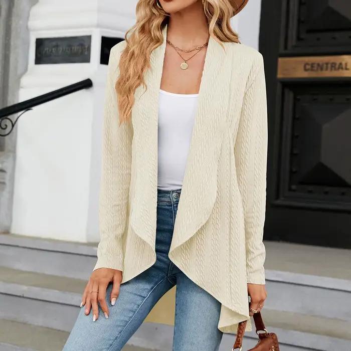 Cardigan à Manches sulfpour Femme, Vêtement Drapé, Ouvert Devant, Décontracté, observateur, Solide, 