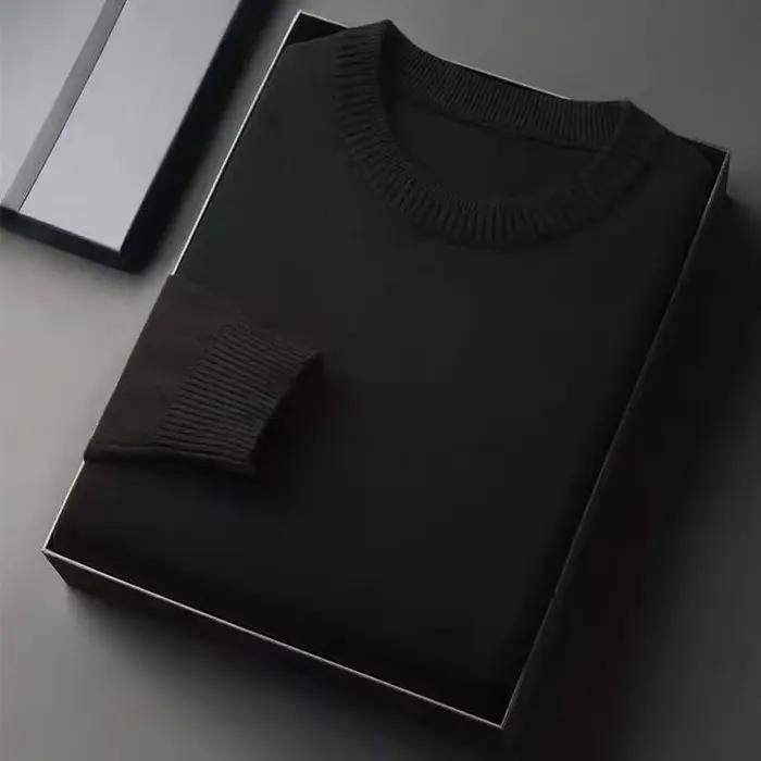 Pull classique en tricot à col rond pour hommes, manches longues, doux, décontracté, léger, couleur 