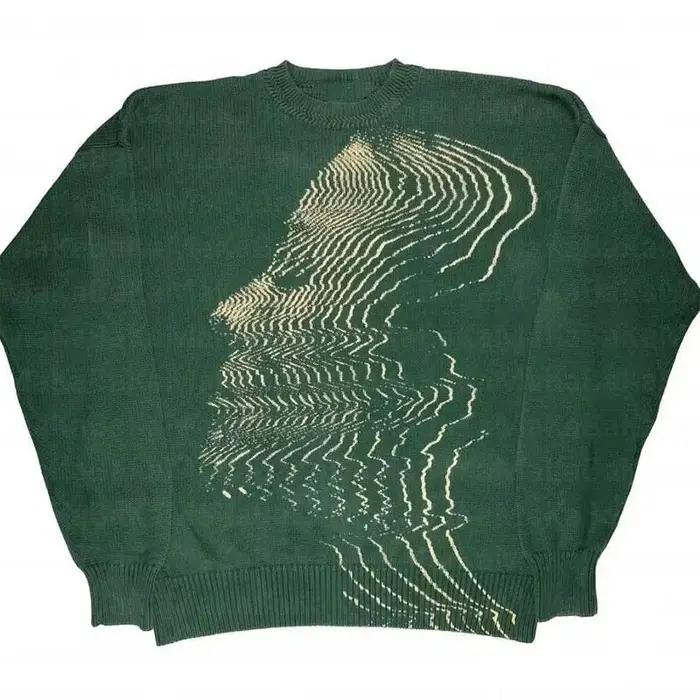 Pull tricoté pour hommes et femmes, pull imprimé portrait gothique, pull en coton Harajuku, vêtement