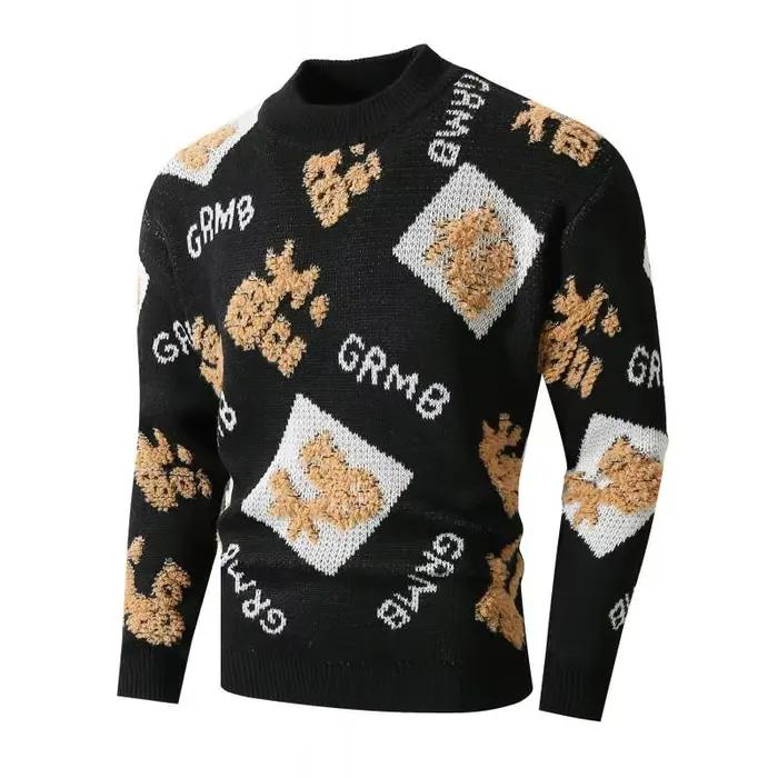 Pull de Noël à col rond pour hommes, manches longues, pull de Noël tricoté décontracté unisexe, vête