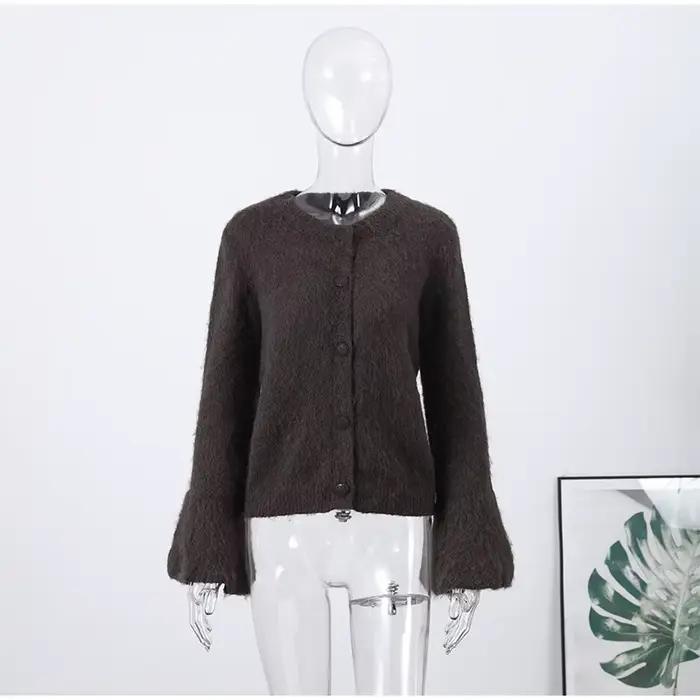 Pull à capuche surdimensionné vert à manches longues pour femme, haut ample tricoté, décontracté, Si