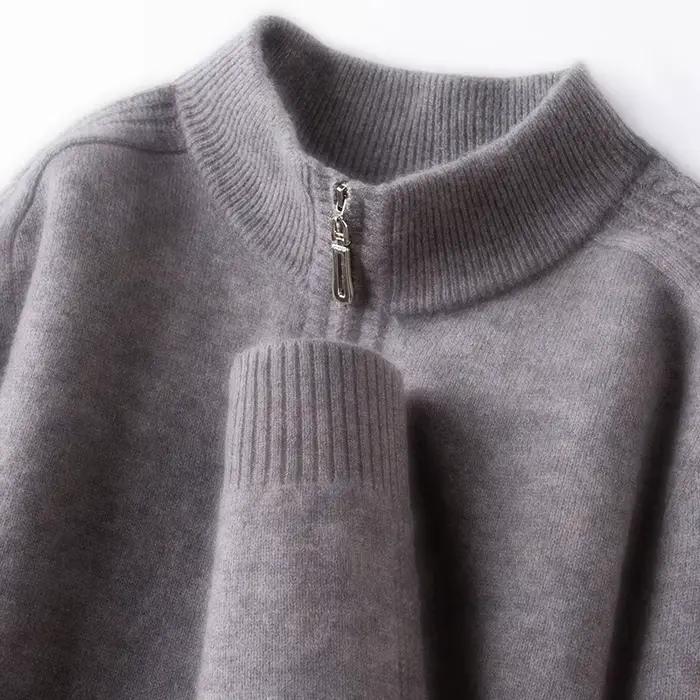 Pull 100% laine vierge pour hommes, tricot à col haut 410g, Style vieil argent, 4 tailles disponible