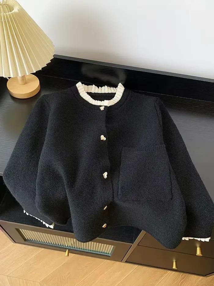 Veste Cardigan tricoté avec boutons d'amour, manteau, Style paresseux, pull à la mode, hauts, vêteme