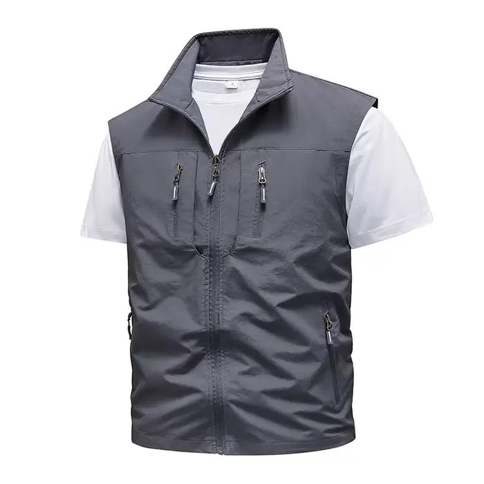 Gilet en nylon multi-poches, gilet de pêche, gilet de camping, gilet respirant, GlaLarge At, Cargos,