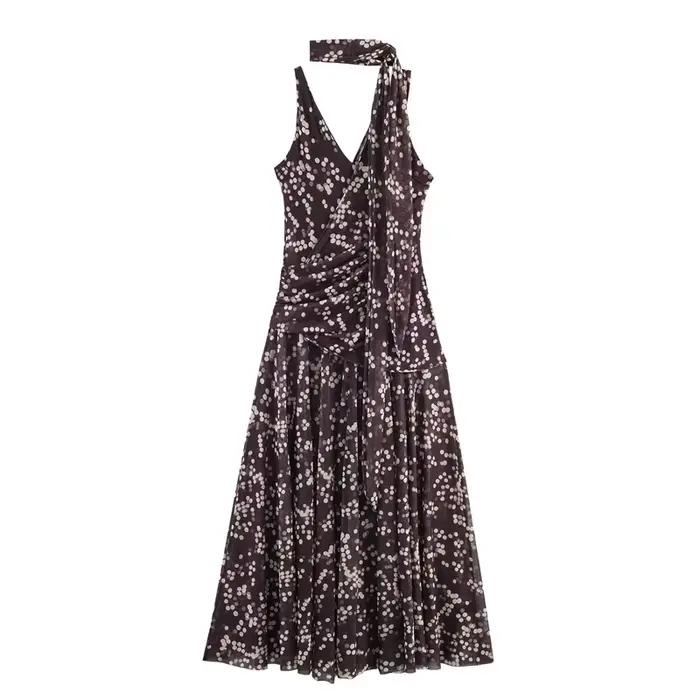 Robe longue pour femme 2026 Nouvelle collection Printemps-Été – Robes en mousseline à pois élégantes