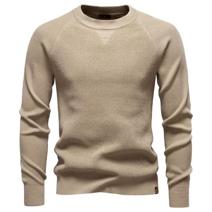 Nouveau col rond à la mode couleur unie pull pour automne et hiver affaires décontracté tricoté homm