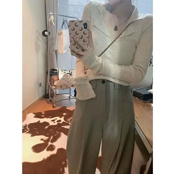 Pull à manches évasées et col POLO pour femme