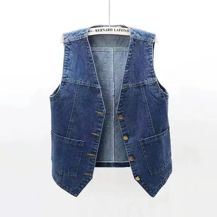 Printemps été coréen court Denim gilet femmes Vintage noir sans manches veste jean décontracté gilets femme