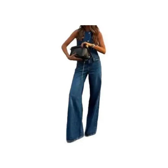 Gilet sans manches, pantalon à jambes larges