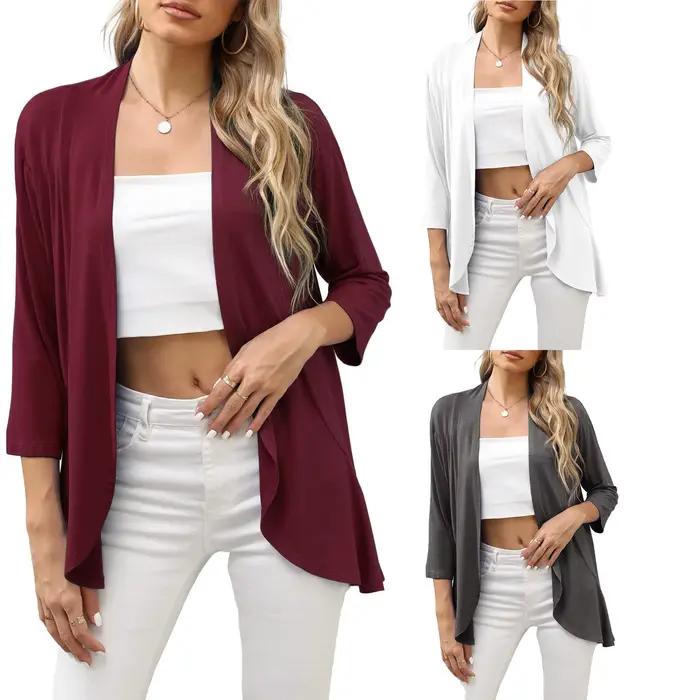 Femmes mode Cardigan printemps couleur unie