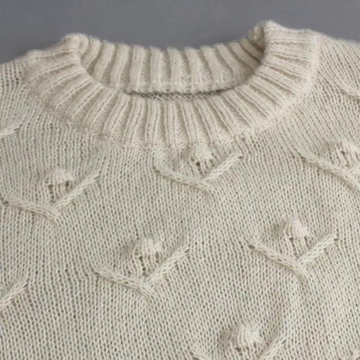 Pull creux tricoté à manches longues et col rond des fabricants d'origine européenne et américaine