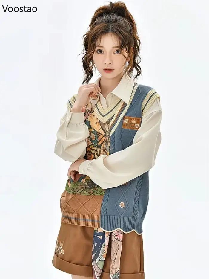 Gilet en Jacquard tricoté pour femmes