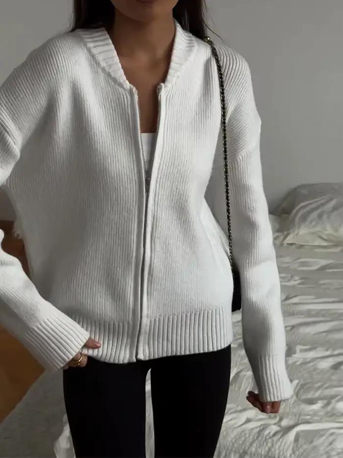 Pull tricoté solide pour femmes