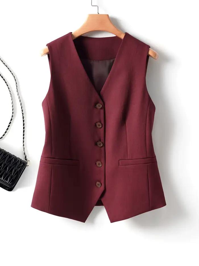 Gilet de costume superposé à simple boutonnage pour femme, idéal pour le printemps et l'automne, peut être porté comme couche intérieure ou extérieure, gilet de bureau élégant