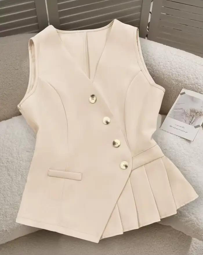 Gilet sans manches à col en V pour femme