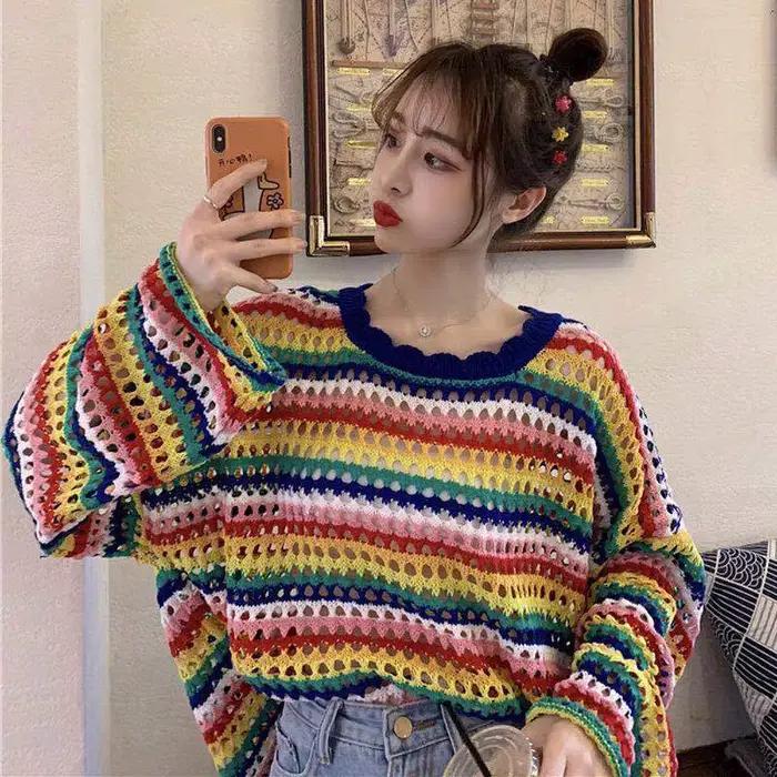 Pull arc-en-ciel pour femme