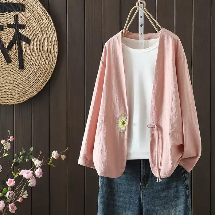 Cardigan en coton brodé pour femme